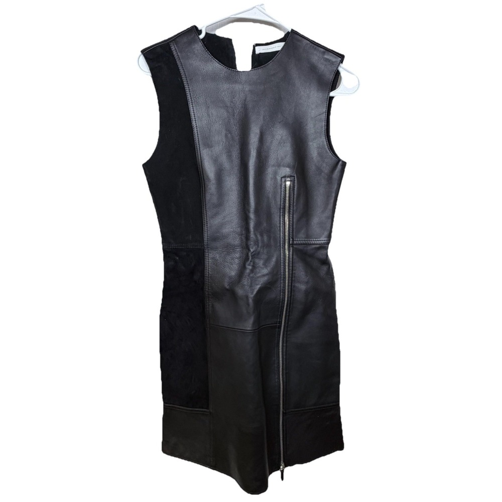 Alexander Wang Nocturnal Lamb‎ Leather Suede Zip Front Sleeveless Dress Size 2